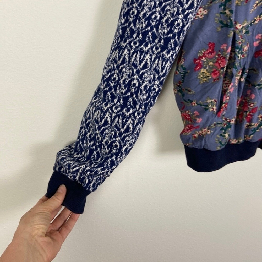 Free‎ People Women's S Floral Quilted Baseball Bomber Jacket Boho Summer Coastal - Picture 3 of 6